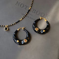 New Luxury High-End Cross-Border French Retro Earrings Black Small Fragrance Style Cute Niche Accessible Luxury