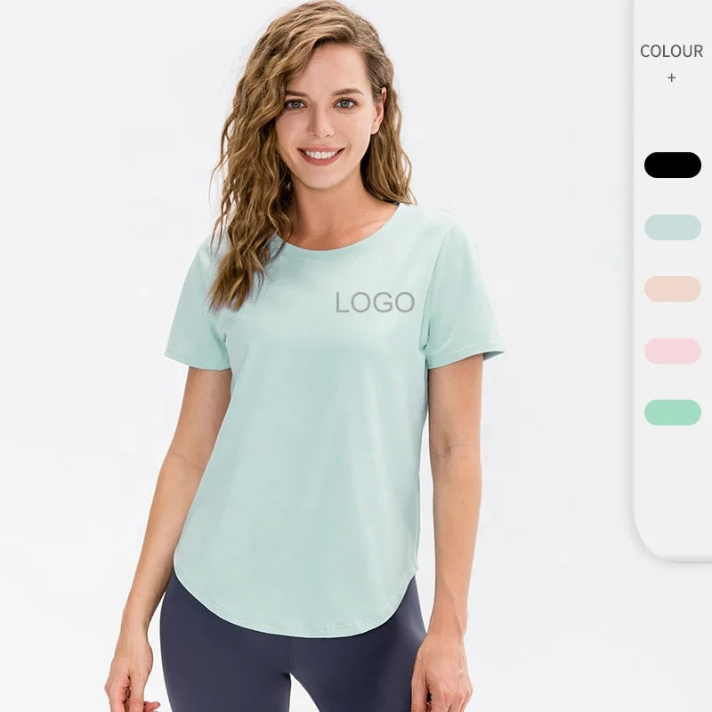 Women Basic Layer Compression Shirt Fitness Custom Logo Solid Color Summer Causal Women's T-shirts