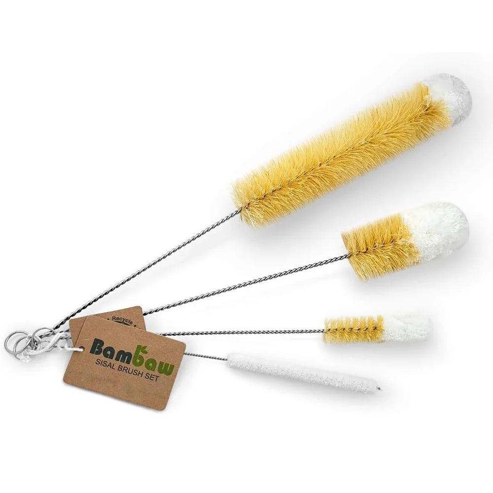 Eco-friendly Stainless Steel Wire Cleaner 36cm Long Glass Bottle Brush Scrubber Flexible Bendable Cotton Tip Natural Sisal Fiber