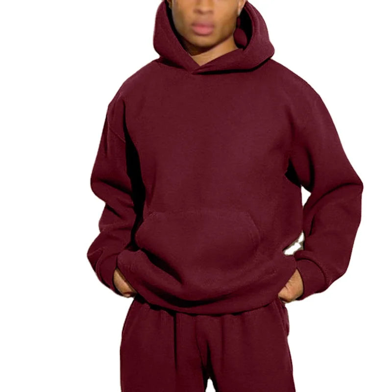 24 Oz Thick Heavy Solid Autumn Hoodie for Men Custom Drop Shoulder Vintage Oversized Double Layer Cotton Hoodies