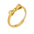 Simple Fashion 18k Gold Plated Cuff Ring Dainty Stainless Steel Bow Ring