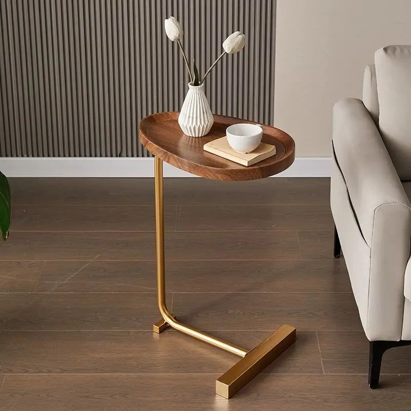 Modern Luxury Durable Living Room Furniture Coffee Table Metal Legs Portable Oval Mini Balcony Sofa Side Tea Table Home Decor