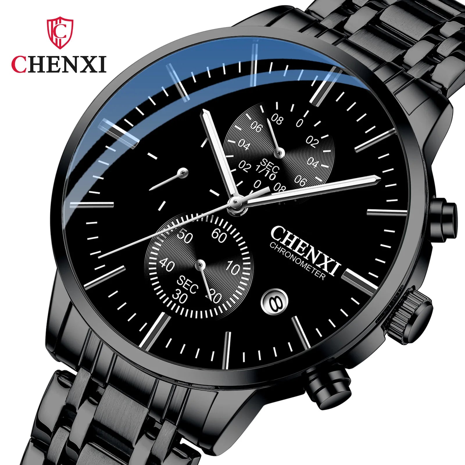 CHENXI 971 Top Luxury New Mens Watches Fashion Chronograph Steel Quartz Watch Men Wrist Sport Waterproof Luminous Wristwatch
