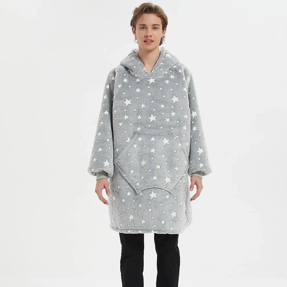 Soft Fluffy Wearable Oversized Comfortable Giant Women Men Adult Pullover Sweatshirt Long Sleeve Thick Hoodie Blanket