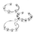 Wholesale Creative Stainless Steel Spinner Ring Adjustable Geometric Rotating Beaded Anti-Anxiety Fidget Stress Fashion Rings