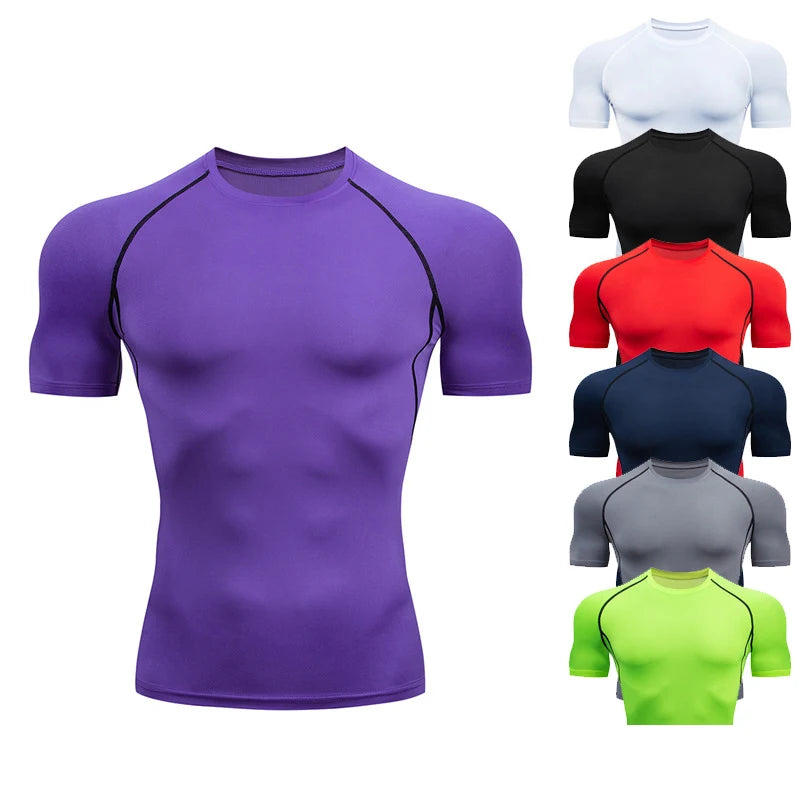 Custom Logo Blank Bodybuilding Active Wear Men Fitness Tight Gym T Shirt Workout Quick Dry Compression Gym Top for Men