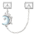 Fashion Italian Charm Bracelet Chain Link Dainty Moon Butterfly Pendant Stainless Steel Italian Charm Bracelet