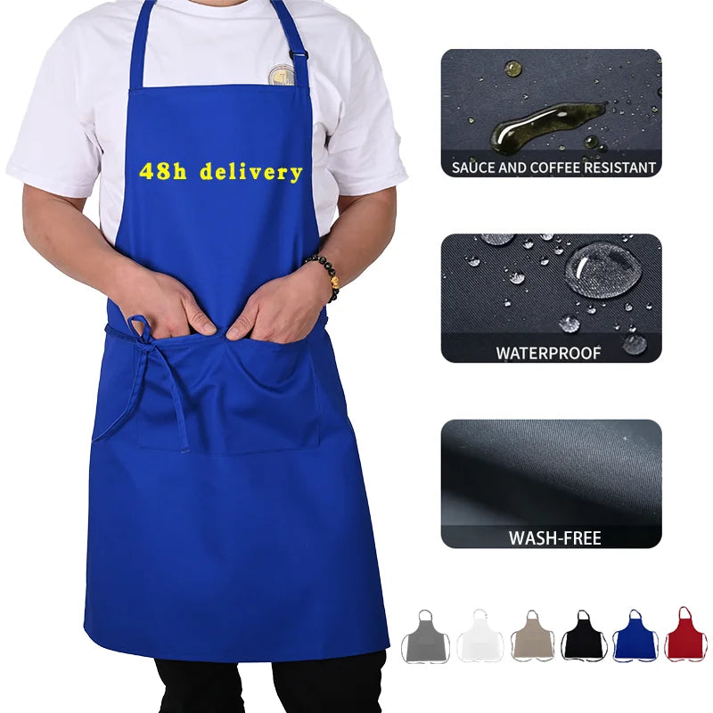 KEFEI Custom logo Kitchen Aprons for Waterproof Oil-proof Wash-free Hairdresser Barber Cooking Chef Bbq Barista Apron