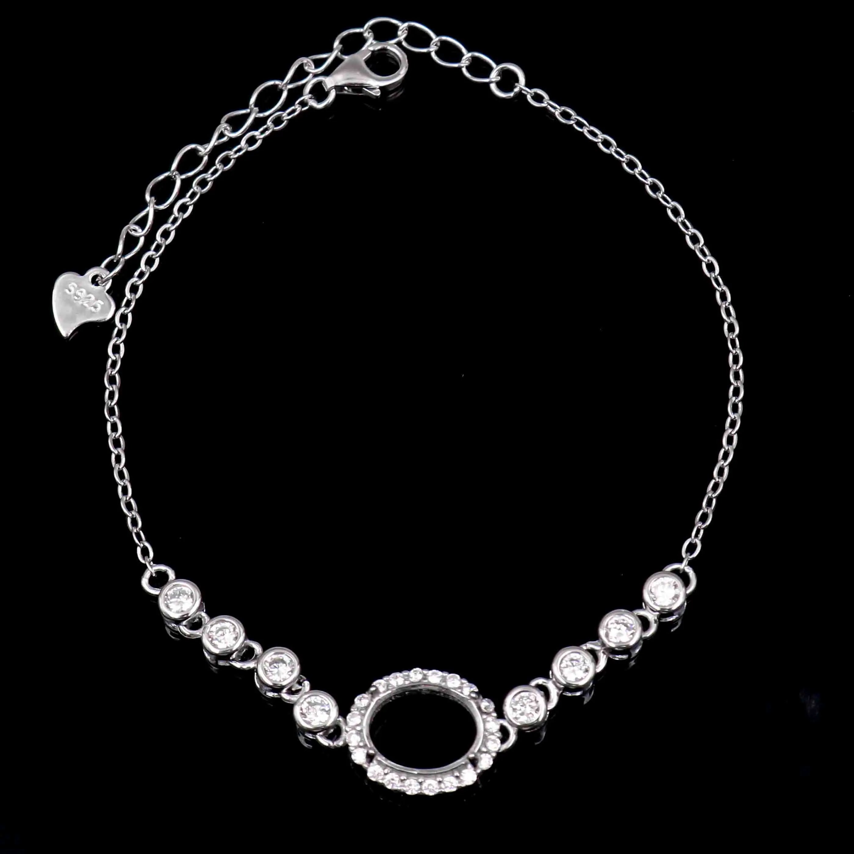 Sterling Silver 6*8/7*8/7*9/8*10mm Semi Mount Bracelet Empty Support Blank Claw Setting Base Without Center Stone for Inlay DIY