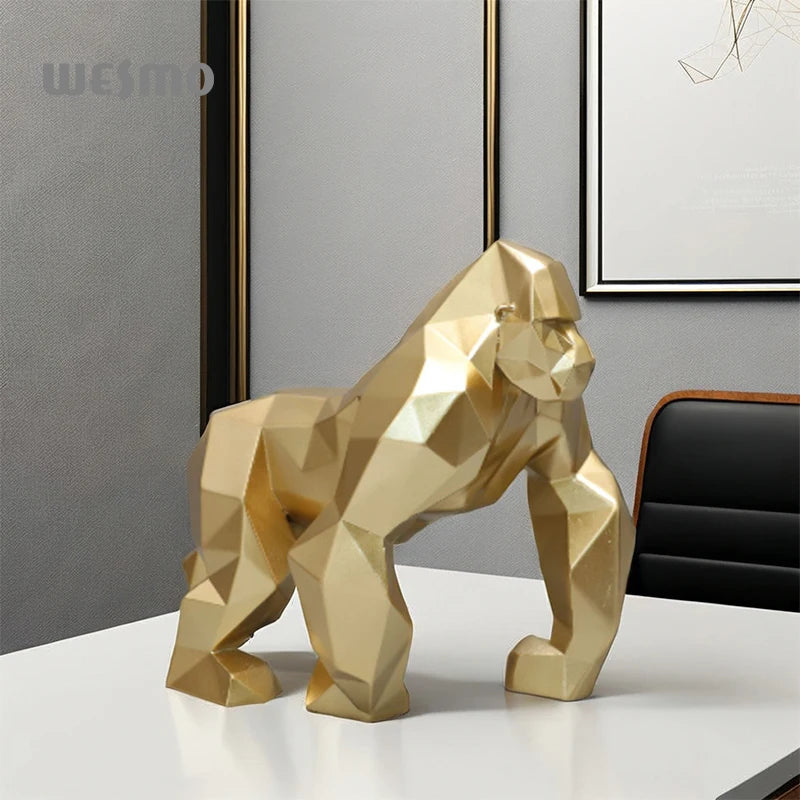 Creative Handmade Modern Eco-Friendly Polyresin Orangutan Statue Gold Tabletop Art Decor Luxury Home