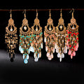 Classic Trendy Women's White Crystal Long Tassel Earrings 2021 Fashion Jewelry Bohemia Beads Wedding Earrings Hangers