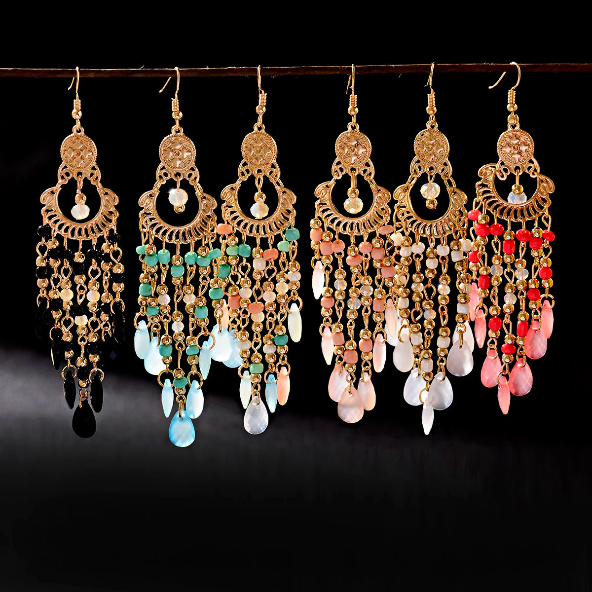 Classic Trendy Women's White Crystal Long Tassel Earrings 2021 Fashion Jewelry Bohemia Beads Wedding Earrings Hangers