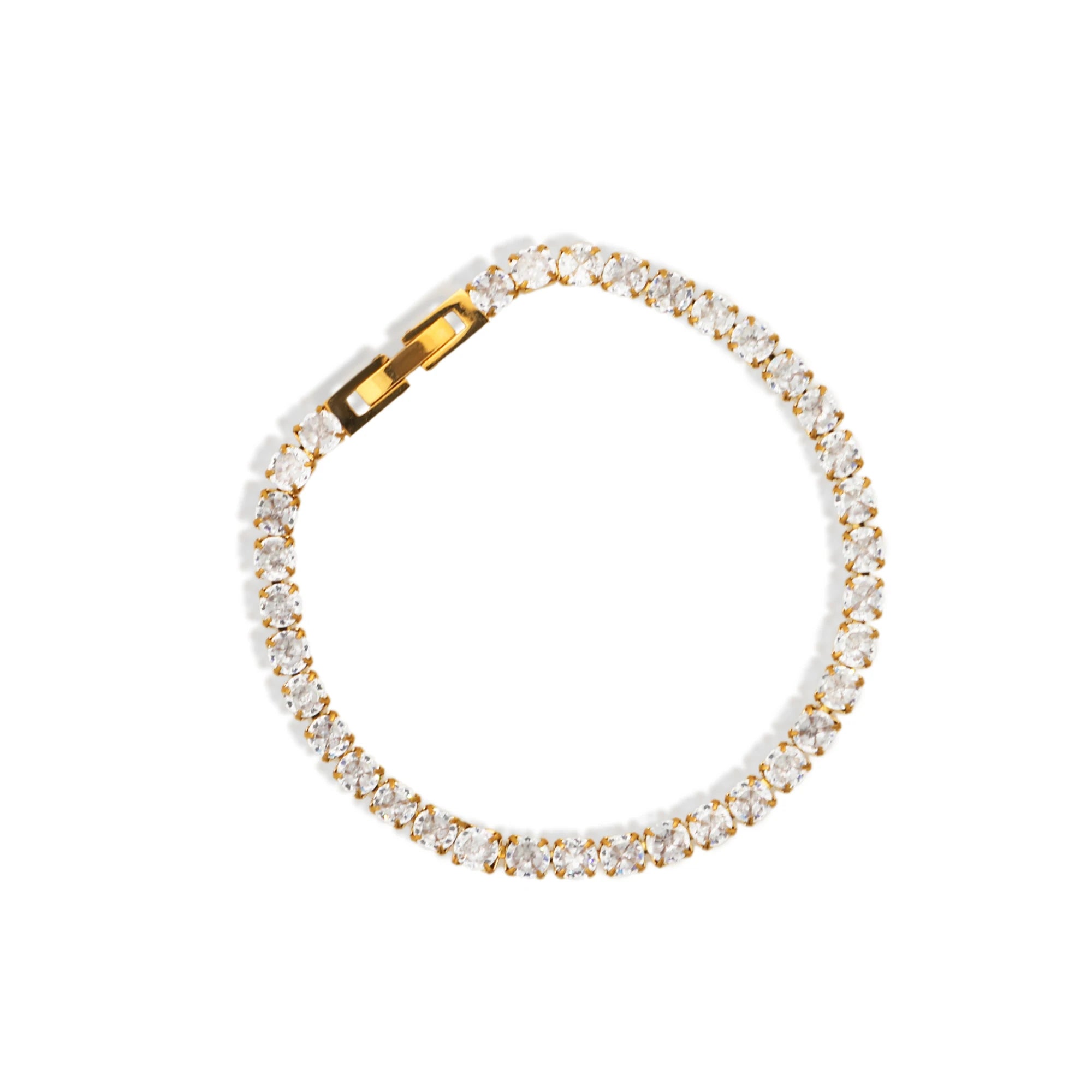 Chris April Fashion 316L Stainless Steel 18k PVD Plated Charm Tennis Link Chain Zircon Hiphop Bracelets