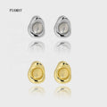 FUAMAY 925 Sterling Silver Oval-shaped White Quartz Gemstone Earrings Gold Plated Woman Quartz Crystal Studs for Anniversary