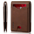 Custom Logo Pu Leather RFID Blocking Bifold Money Clip Minimalist Credit Card Holder Smart Wallet