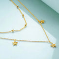 Fine Jewelry 925 Sterling Silver Gold Plated Star Charm Double Layer Chain Necklace