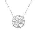 Trendy Round Circle Family Tree Pendant 925 Sterling Silver Zircon Tree of Life Necklace for Gifts