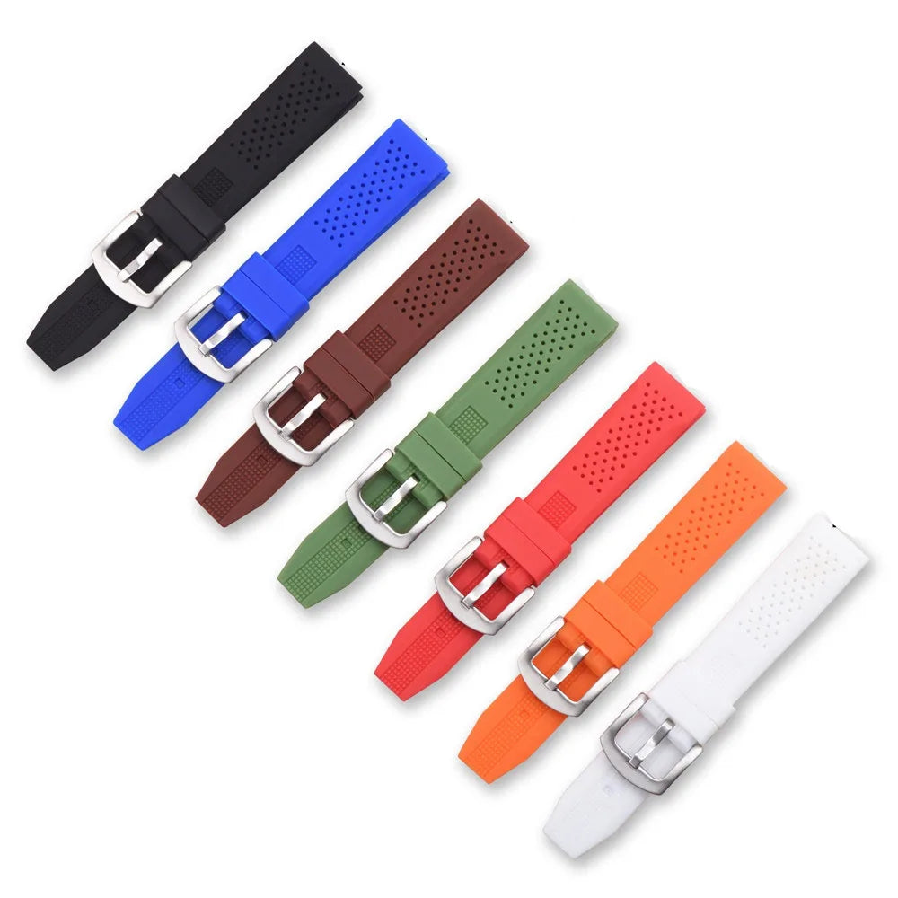 Luxury Multi Color Tropics Waterproof Rubber Wrist Strap 16mm 18mm 20mm 22mm 24mm Rally Sport Smartwatch Bands MegaBDM