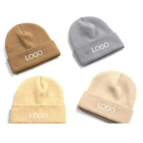 OEM Fashion Winter Warm Unisex Men Ladies Acrylic Knit Hat Beanies With Custom logo Embroidery