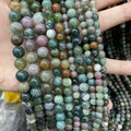 Wholesale 4-12mm Natural Agate Loose Gemstone Indian Agate Beads for Fashion Bracelet Necklace Jewelry Making