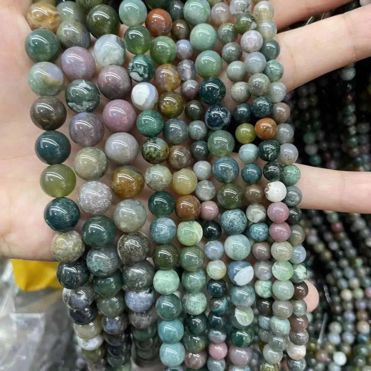Wholesale 4-12mm Natural Agate Loose Gemstone Indian Agate Beads for Fashion Bracelet Necklace Jewelry Making