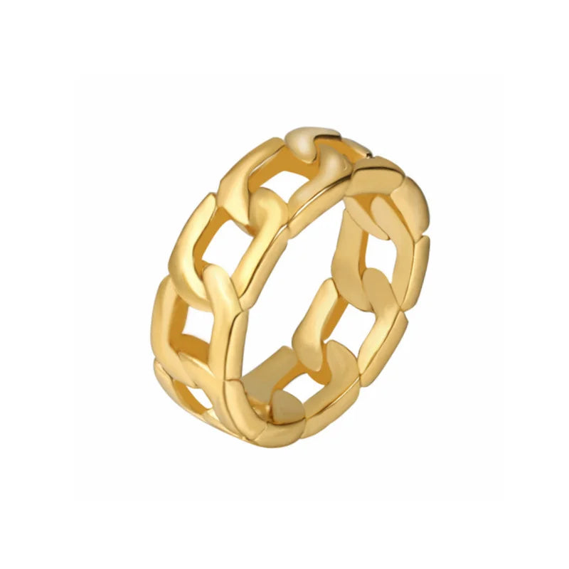 18K Gold-plated Fashionable Jewelry Stainless Steel Ring Popular Design Couple Ring Birthday and Wedding Gift Bracelet