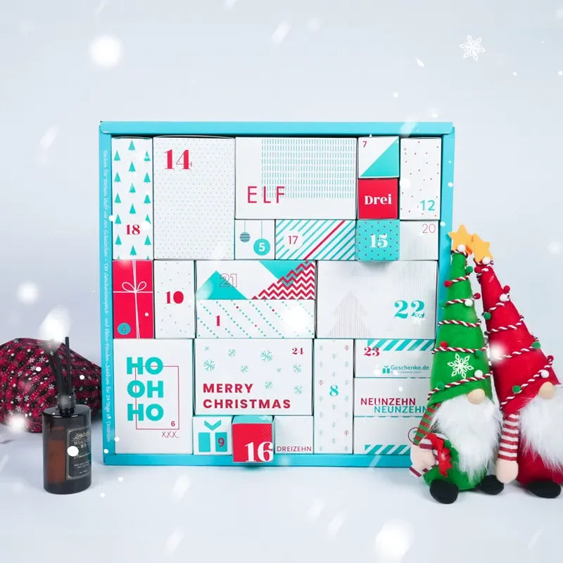 Christmas 12 Days Empty Cardboard Gift Candle Packaging Box Advent Calendar Box for Chocolate