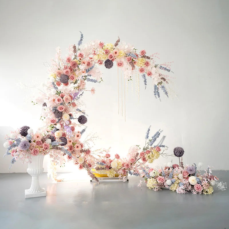 Vv279 2024New Design Moon Shaped Flower Arch Backdrop Arch With Bracket Flower Set for Proposal Wedding Home Event Decoration