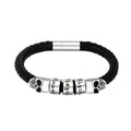 Personalized Magnetic Clasp Cuff Bracelet New Design Braided Leather Metal Skull Name Bead Fashion Jewelry