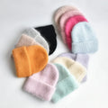 Wholesale Factory Womens Angola Wool Knit Hats Winter Thick Cuff Beanie Custom Colorful Ski Hats in Stock