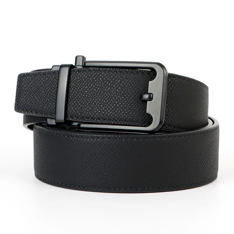 High Quality Adjustable Men Belt 3.4cm Alloy Buckle Two Colors Optional Genuine Premium Cowhide Belt