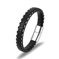 Wholesale Bangle Accessories Leather Stainless Steel Bracelet Man Fashion Custom Punk Wristband Jewelry