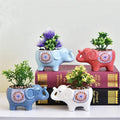Animal Series Elephant Shape Ceramic Garden Pots With Drainage Hole Bohemian Pattern Exquisite Home Decoration