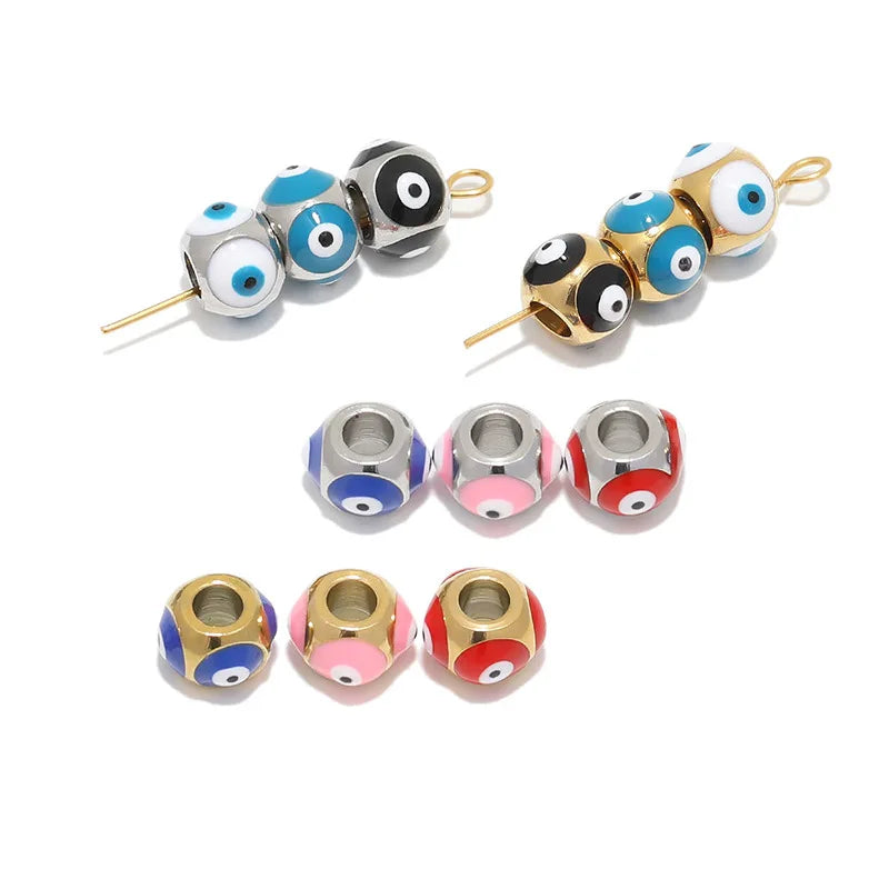 Stainless Steel Gold Plated Eyes Charms Bead DIY Jewelry Making Necklace Bracelet Accessories Spacer Beads