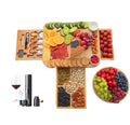 New Extra Rectangle Large Bamboo Cheese Board and Knife Set with 4 Drawers Serving Side Tray for Kitchen Charcuterie Board Gift