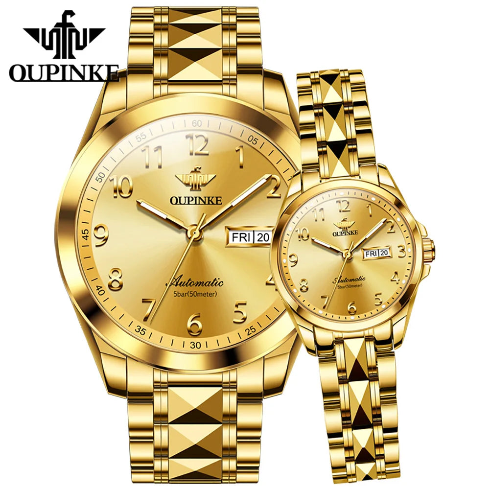 OUPINKE 3228  OEM Couple Custom logo Japanese Movement  Stainless Steel  Watch Luxury Fashion Watches Men Mechanical Watch