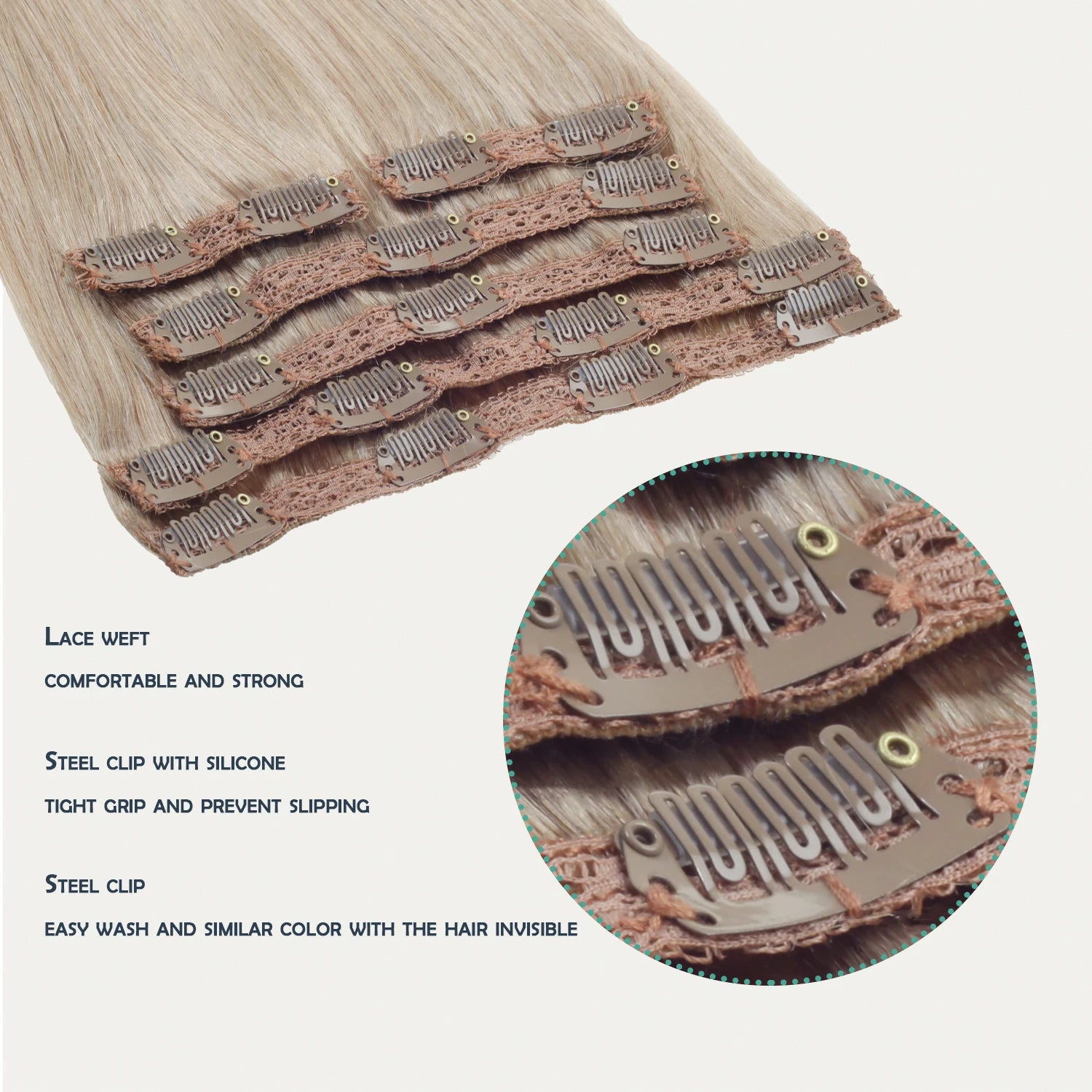 Double Sided  Raw Unprocessed Hair Clip Ins Extensions Virgin Remy Human Hair Indian Clip in Hair Extensions