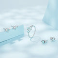 Ocean Blue Eyes Series 925 Sterling Silver Earrings Set with Open Ring Fashion Jewelry for Women Blue Stone Silver Earrings Set
