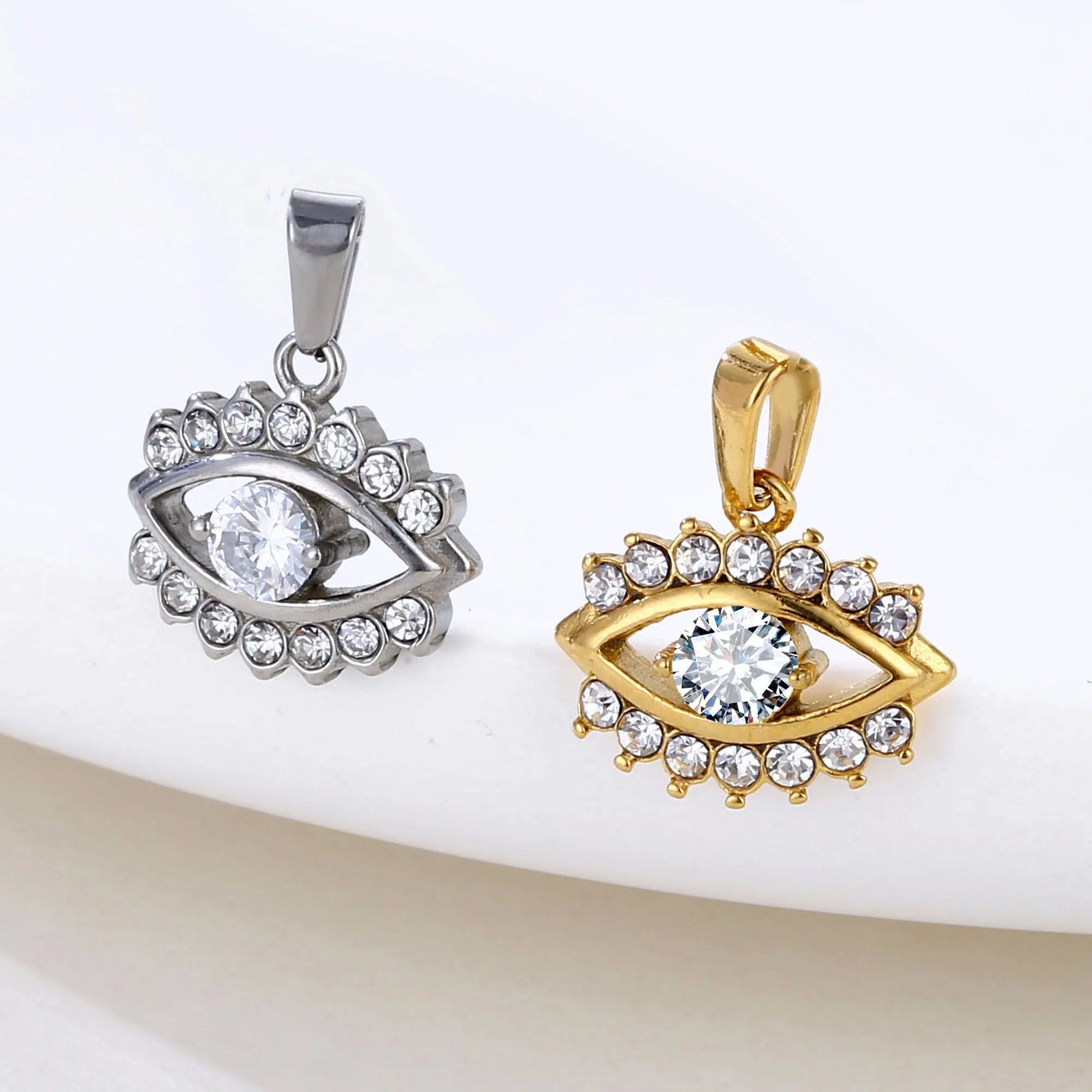 INS Hot Zircon Evil Eyes Pendant Gold Plated CZ Zirconia Turkish Eye Cherry Cross Pendant for Women Necklace Jewelry Wholesale