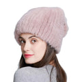 Custom Color Real Mink Fur Beanie With Back Decoration for Women Winter Elegant Fur Stripes Hats Warm Hats for Cold Weather