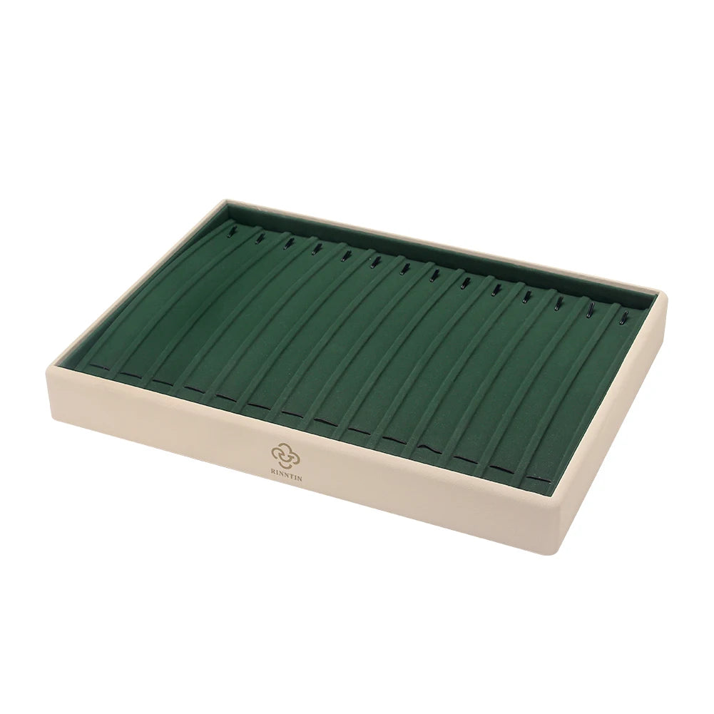 RINNTIN BO01-B Luxury PU Leather Jewelry Tray Organizer Box Jewelry Display Tray for Necklaces Pendants Bracelets