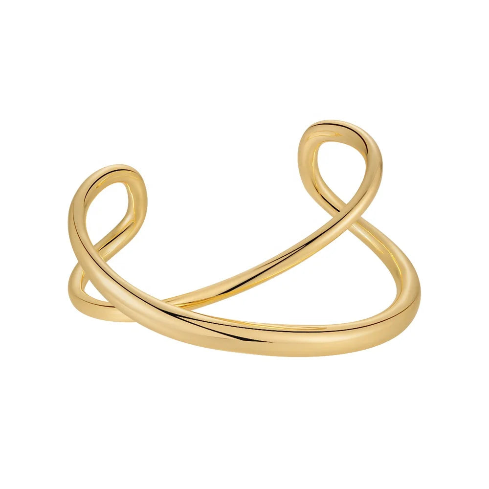 Original Design 18K Gold Plated Brass Jewelry Irregular Winding Open Palm Bangle for Women Gold Color Punk Bracelet B222309