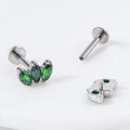 Toposh ASTM F136 Titanium Labret Flat Back Earring Piercing Jewelry Wholesale Threadless Green G23 Zircon Weddings Engagements