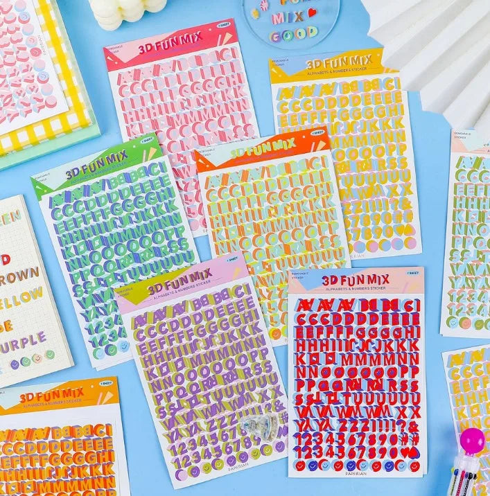 3D  Creative Mobile Phone Stickers Diy Goo Card Cute Little Stickers Material Color English Letter Colorful Alphabet Stickers