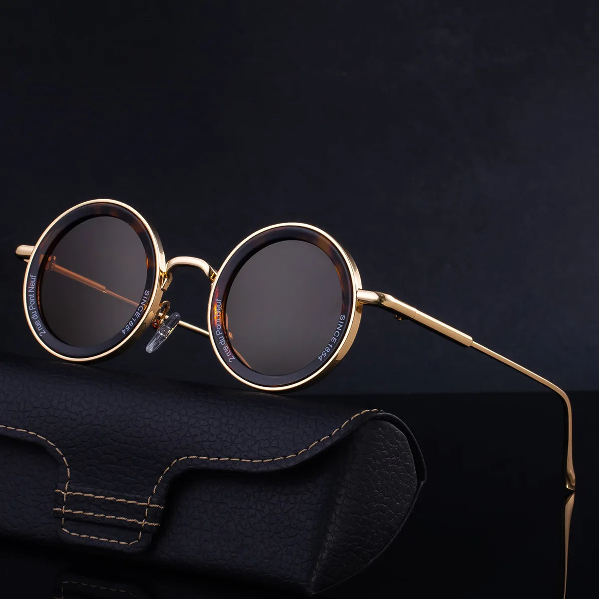 2025 Fashion Sunglasses Women European&American Retro Punk Metal Shades Letter Decoration Round Frame Designer Sunglasses Men