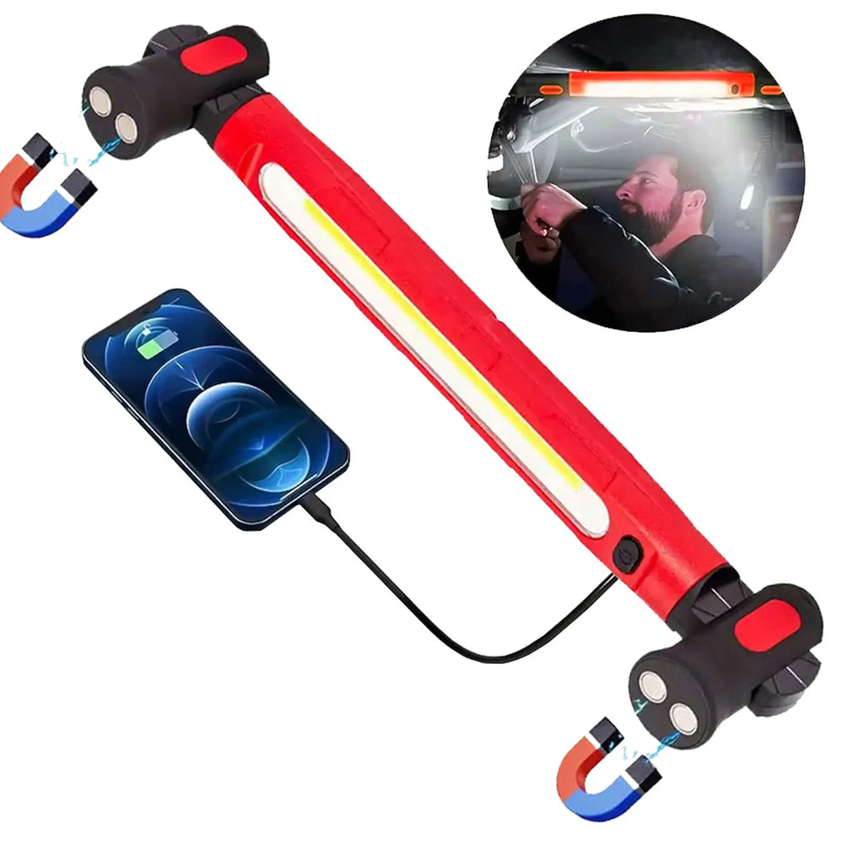 Super Bright LED Work Light Magnetic Rechargeable Battery 180 Beam Angle Lamp for Car Repair and Outdoor Lighting MegaBDM