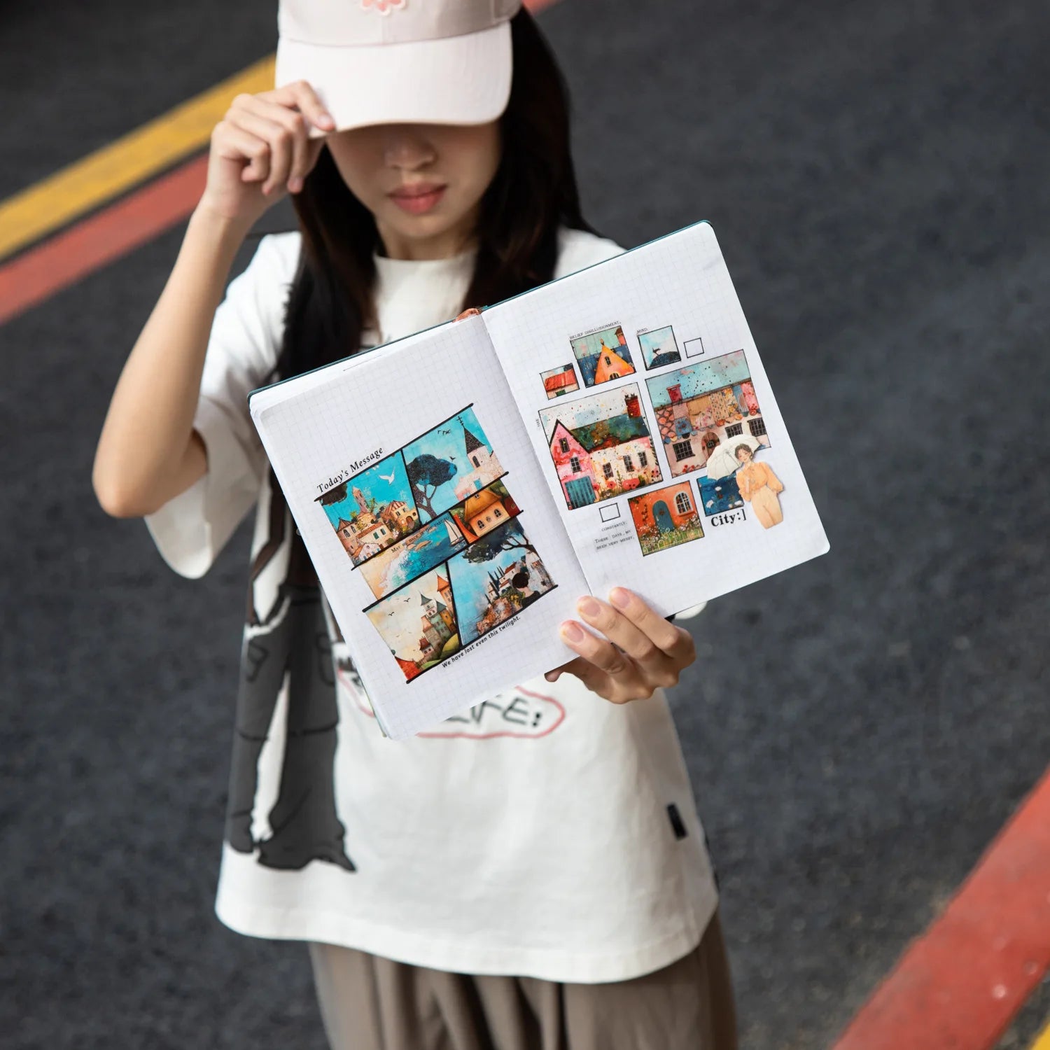 1Roll Small Town Life Series Landscape Background Tape Extra Long Handbook Decoration Unrecycled Stickers