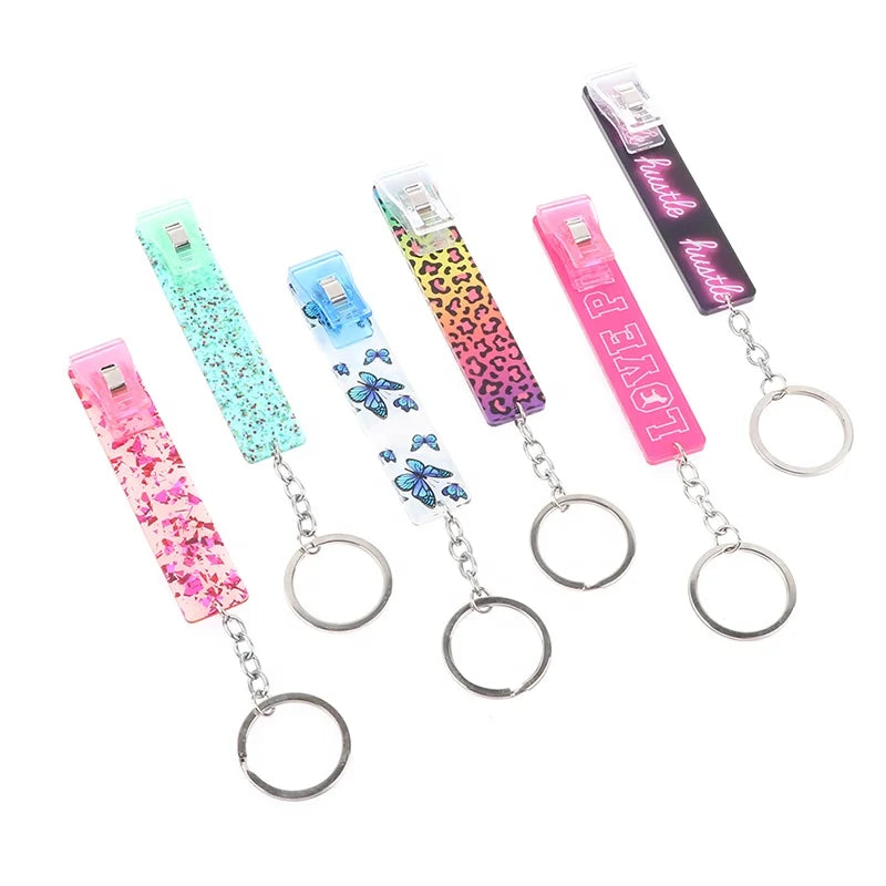 2021 New Card Gripper Puller Custom Credit Card Grabber Keychain Clip for Long Nail Women Key Chains for Sale