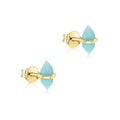 Gemnel Women Fashion Gold Vermeil Natural Stone Amazonite Gemstone 925 Silver Gemstone Earrings
