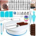 Stainless Steel Cake Decorating Nozzles Set 150pcs Icing Piping Tips Plastic Turntable Stand Equipment Essential Cake Supplies
